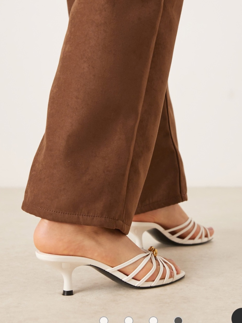 Mango strappy heeled mule in white - Picture 3 of 6